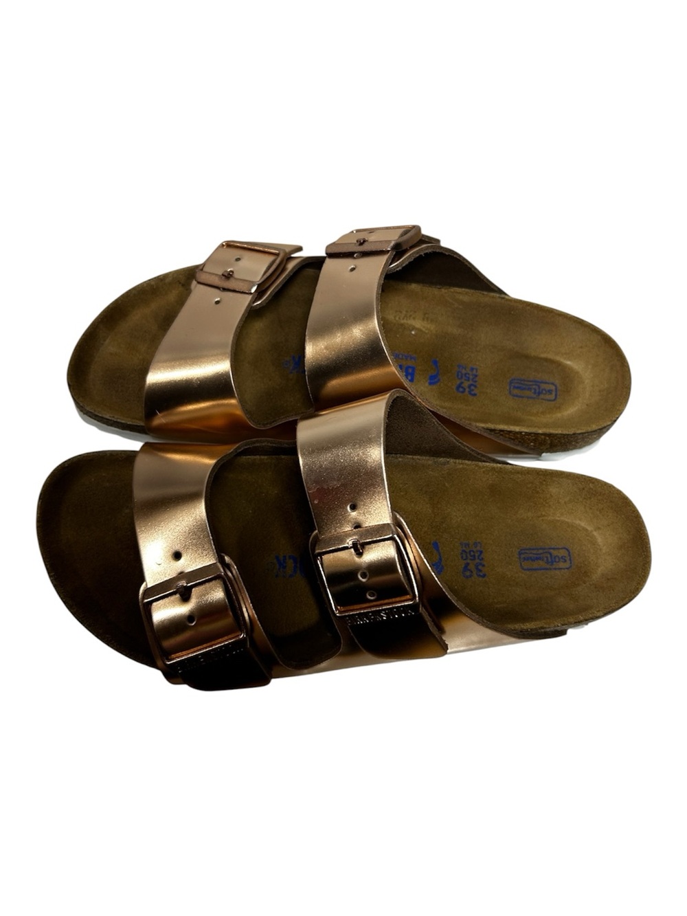Birkenstock Arizona Soft Footbed Metallic Copper Sandals Size 39 8 Narrow Slides